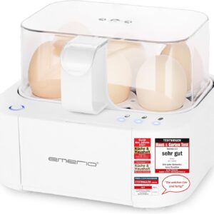 Emerio Best Egg Cooker EB-115560, Cooks All Three Cooking Levels Soft, Medium, Hard in Just One Cooking Process with Perfect Results and Voice Output, Unique in Technology and Design, Model 2022